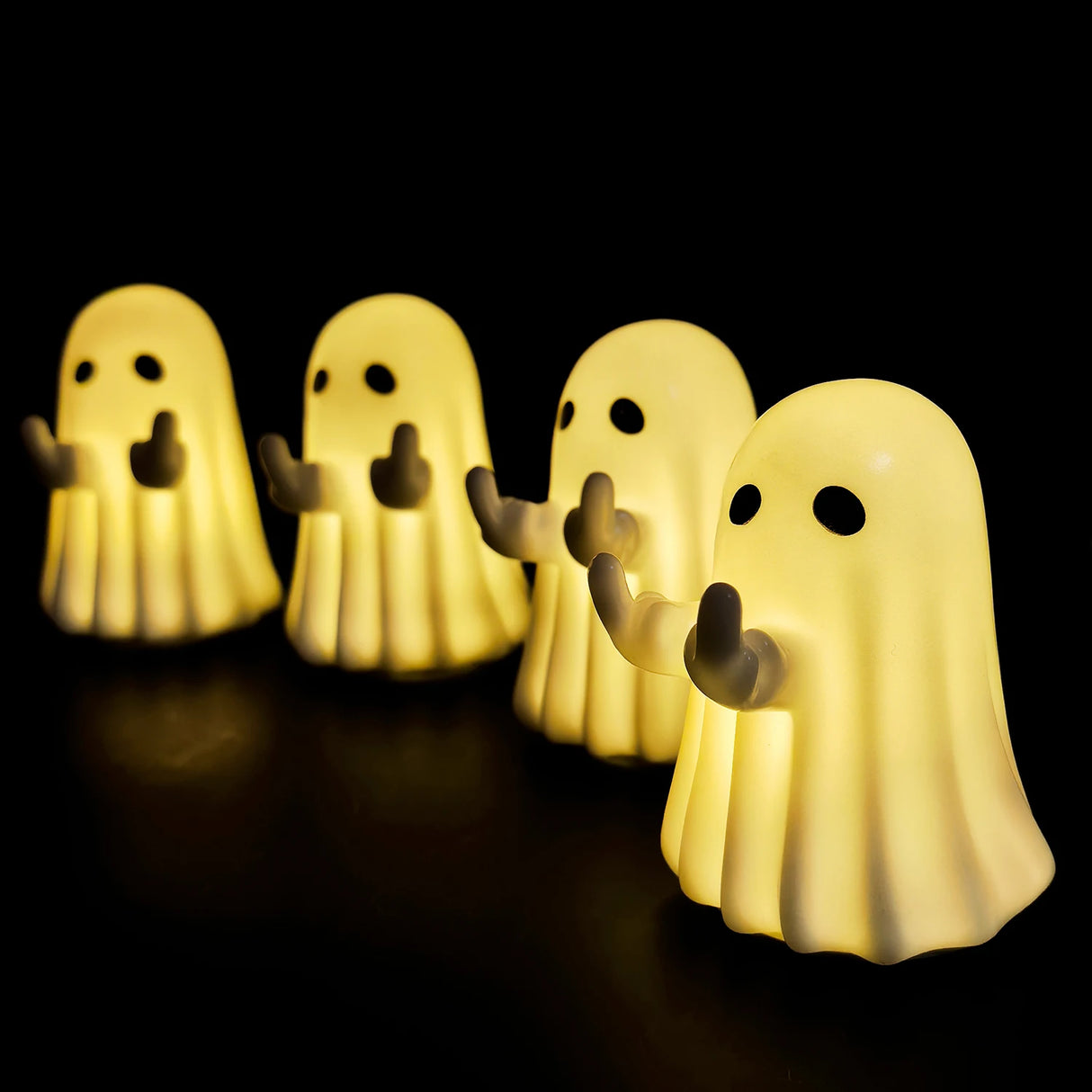 Glowing Ghost Night Light with Warm Light, Cute Halloween Table Decor for Bedroom Desk - Festive Desktop Ornament