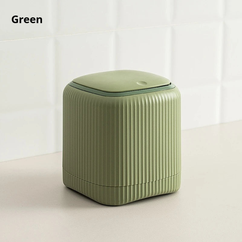 Cubo de basura de escritorio con tapa interior/exterior, doble barril, organizador de basura, caja de almacenamiento de escritorio de oficina para dormitorio, plástico duradero