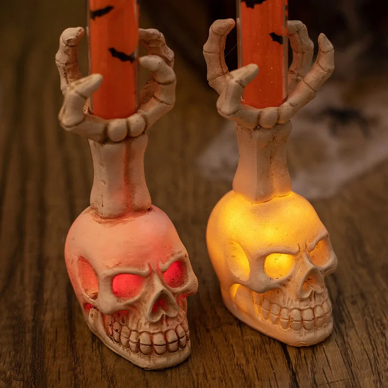 Halloween  Skull Lamp Creative Decor for Spooky Party Unique Skull Candle Lantern Halloween Decoration Spooky Lighting