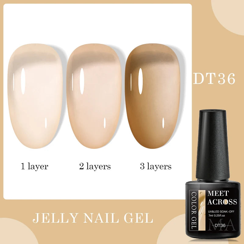 7ml Milky Jelly White Gel Nail Polish Natural Luster Long Lasting Nail Art All for Home DIY Manicure Soak Off UV LED Gel Vernis