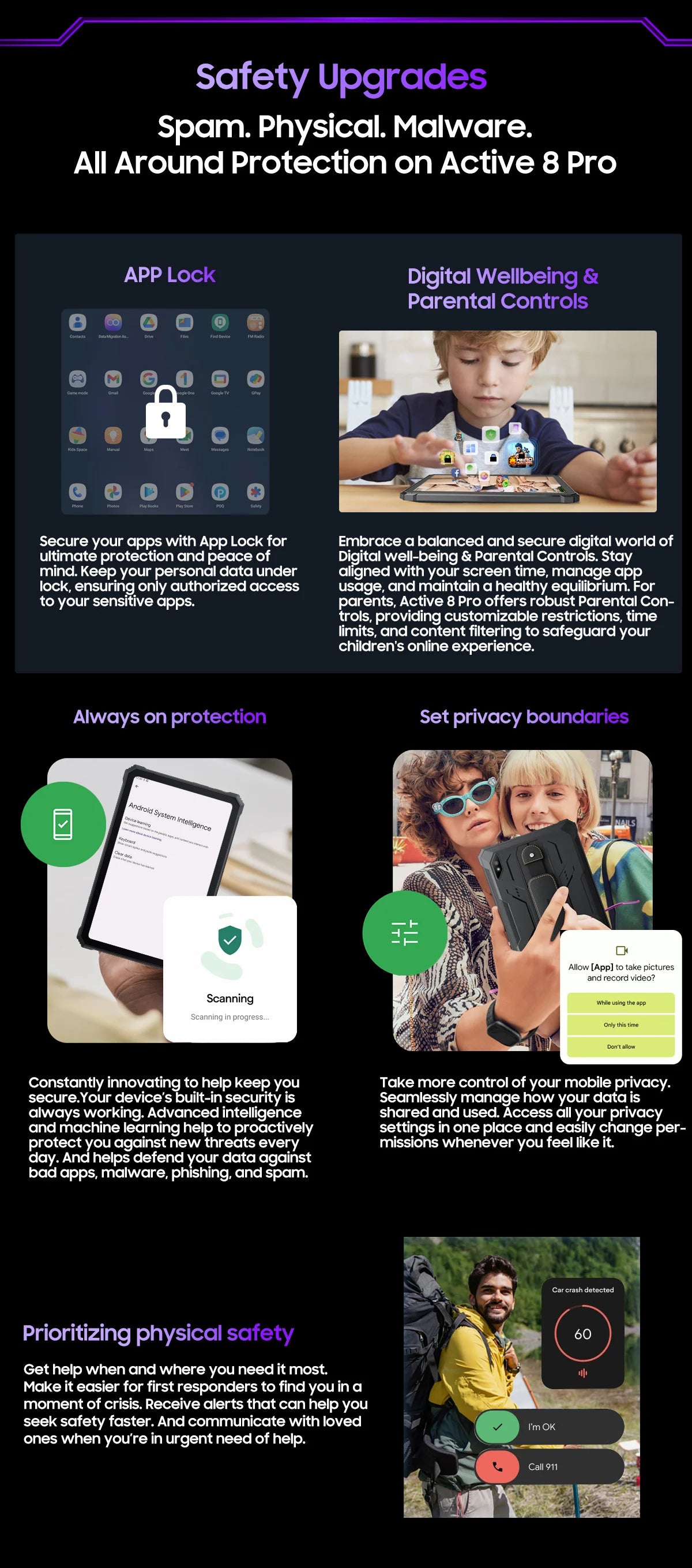 Tablette PC Blackview Active 8 Pro 16 Go 256 Go Batterie 22 000 mAh Android 13 Écran 2,4 K 10,36 pouces Caméra 16 Mpx + 48 Mpx Tablette robuste