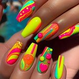 Long nail art patches with purple polka dots and a shiny, fashionable, individual and high-end feel. Detachable 24-piece nail ar