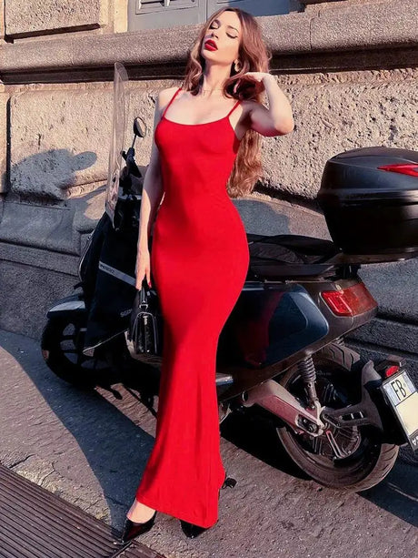 Dulzura Women 2025 Summer Party Club Evening Streetwear Bodycon Beach Basic Black Long Dress Wholesale Items For Business D22775 - Lootquake