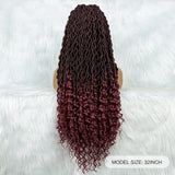 32 Inch Goddess Locs Lace Front Wig | Curly Ends | Faux Locs | Synthetic Hair | With Baby Hair