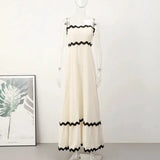 Striped Contrasting Colors Long Dress Women Spaghetti Strap High Waist Backless Party Evening Dresses Female Sleeveless Spring - Lootquake