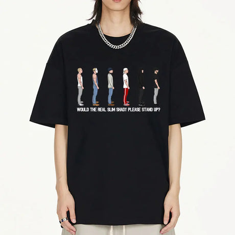 Eminem Slim Shady Graphic T-Shirt Detroit Rapper Hip Hop Punk Oversized T Shirts Men's Women's Fashion Vintage Oversized Tees - Lootquake