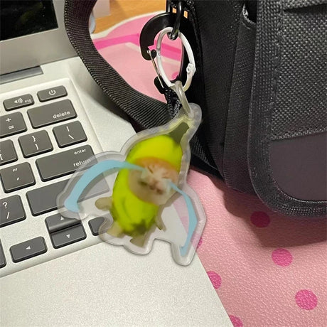 Funny Banana Cat Key Chain Creative Acrylic Happy Cats Schoolbag Pendant Bag Accessories DIY Mobile phone Lanyard Student Gift - Lootquake