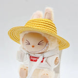 Chapeau Labubu ouvert en paille tissée, accessoire de fête, style campagnard, tenue Labubu pour soirée assise
