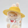 Chapeau Labubu ouvert en paille tissée, accessoire de fête, style campagnard, tenue Labubu pour soirée assise