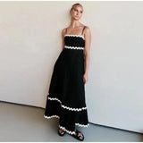 Striped Contrasting Colors Long Dress Women Spaghetti Strap High Waist Backless Party Evening Dresses Female Sleeveless Spring - Lootquake