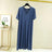 Modal Cotton Short Sleeved Nightdress for Women's Summer Casual Home Sleepwear V-neck Pleated Oversized Loose Hem Mid-Long Dress - Lootquake