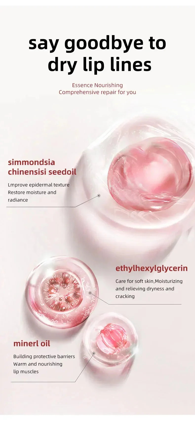 Bálsamo labial hidratante voluminizador, aceite labial original, brillo labial, cuidado de los labios, beneficio para los labios, aceite exfoliante rosa voluminizador.