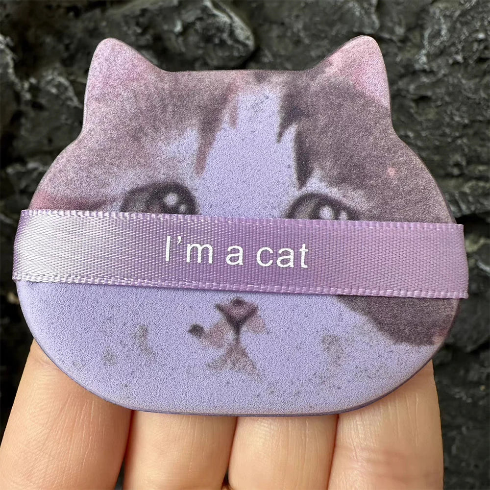 1/20 unidades de borlas de gato bonitas, base líquida, herramienta de maquillaje cosmético, corrector en polvo suave, belleza, borla de polvo de doble uso seca y húmeda