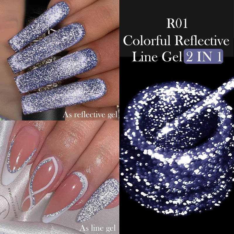 LILYCUTE 5ml Liner Gel Nail Polish UV LED Nail Art Paint Gel Gorgeous Glitter French Effect Semi Permanent Nail Painting UV Gel