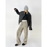American Retro High Street Casual Overalls Leopard Print Loose Wide Leg Pants For Women Y2k Hip-hop Cargo Grunge Baggy Trousers - Lootquake