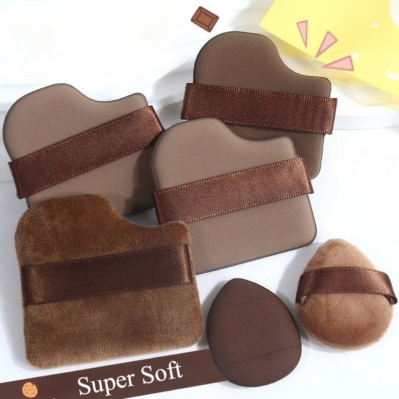 6PCS Chocolate Makeup Blender Cosmetic Puffs Air Cushion Foundation Sponge Loose Powder Puff Fit The Face Cosmetic Beauty Tools