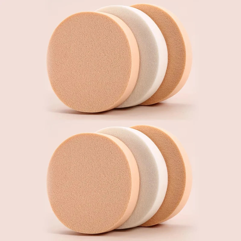 6/2Pcs Facial Powder Foundation Puff Round Shape Portable Soft Cosmetic Puff Makeup Foundation Sponge Wet Dry Use Beauty Tools
