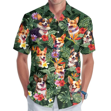 3D Full Print Hawaiian Dachshund Graphic Shirt For Men Summer Casual Button Up Surfing Beach Shirts Blusas Mens Oversize Tee Top - Lootquake