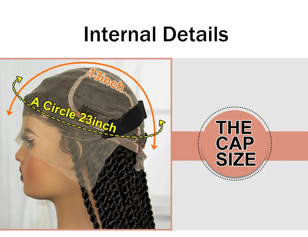 34" Knotless Box Twist 360° HD Full Lace Wig | Baby Hair | Twisted Braids | Black Women