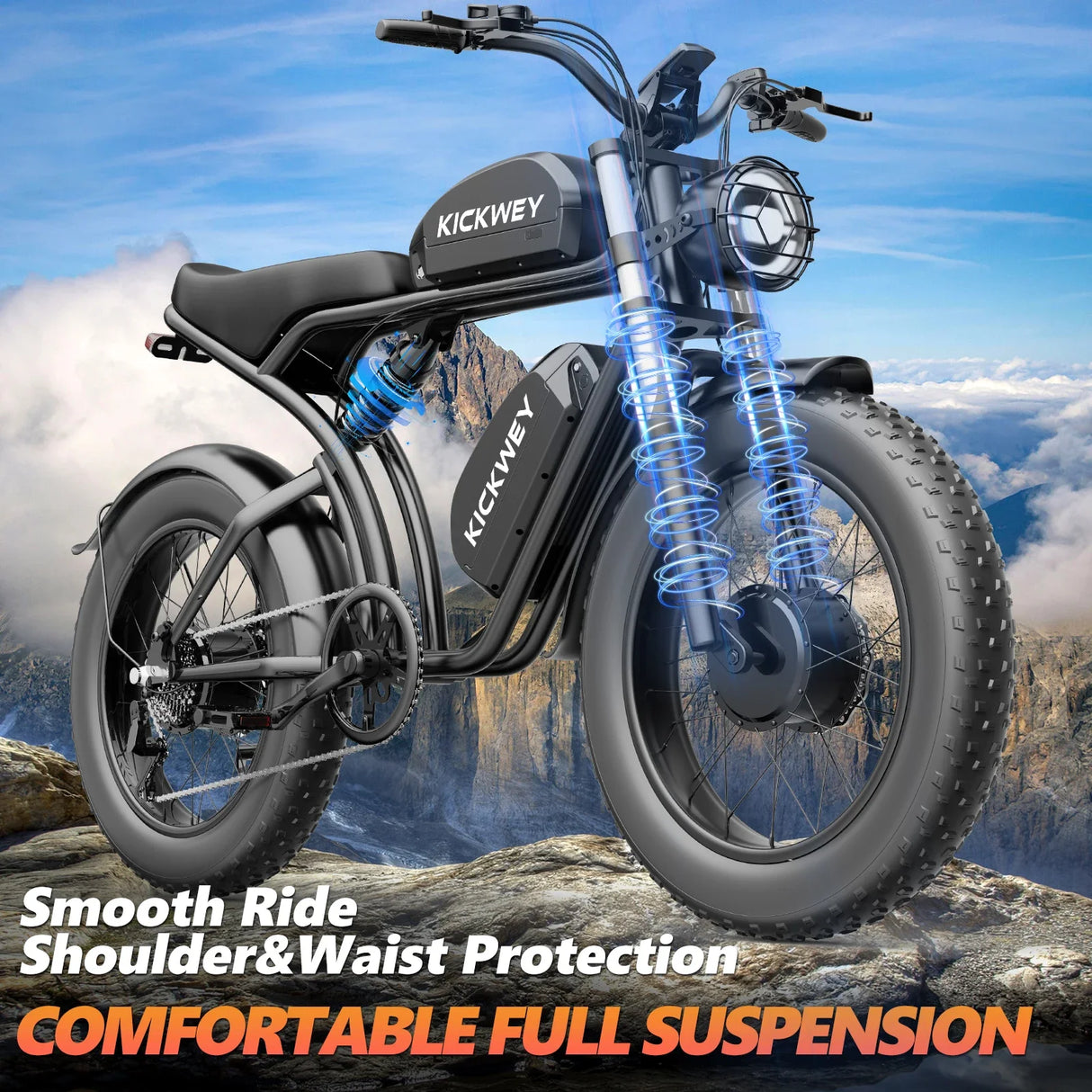 Ebike K7 2000W 48V 40AH Maximum Dual Motor Dual Battery Electric Motorcycle 20-inch Fat Tire Off-Road Bike Electric Bike 7 Speed