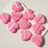 Heart Shaped Velvet Powder Puffs Dry Wet Dual Use 10Pcs All-Purpose Makeup Foundation Blending Sponge Set