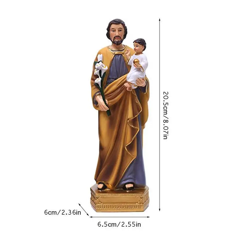 Estatuas de San José con el Niño Jesús, figuras religiosas, escultura de resina, San José, Dios, Cristo, decoración de escritorio para iglesia