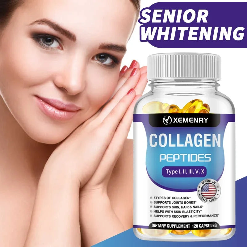 Cápsulas de péptidos de colágeno: fortalecen el cabello, la piel, las uñas, los huesos y las articulaciones.