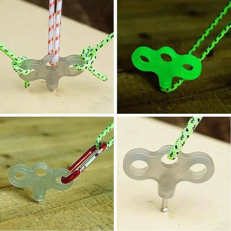 10/15pcs Camping Glow Deck Nails Outdoor Travel Hiking Tent Accessories 3 Holes Screw Spikes Luminous Metal Canopy Pegs Stakes - Lootquake