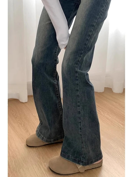 High Waist Wide Leg Jeans Women's Spring Autumn Loose Fit Conceal Hip Pear Shape Body Retro Blue Flared Denim Pants - Lootquake