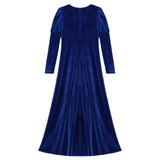 Girls Velvet Medieval Princess Dress Long Sleeve Renaissance Retro Robe Ancient Roman Long Dress for Halloween Carnival Party