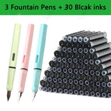 Juego de 33 plumas estilográficas Kawaii con tinta reemplazable, tinta negra, azul y roja EF de 0,38 mm, bolígrafos escolares, material de oficina, papelería para escribir.