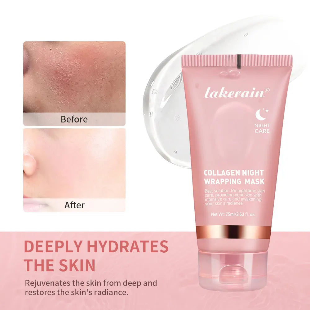 Mascarilla facial desprendible de colágeno Paquete envolvente nocturno Elasticidad Hidratación Cuidado Reduce la flacidez Opacidad Colágeno hidrolizado para