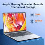 2025 New Laptop 15.6 Inch 32GB Ram DDR4 2TB SSD Windows 11/10 Notebook Pc Gamer Intel N5095 Office Computer Backlit Fingerprint - Lootquake