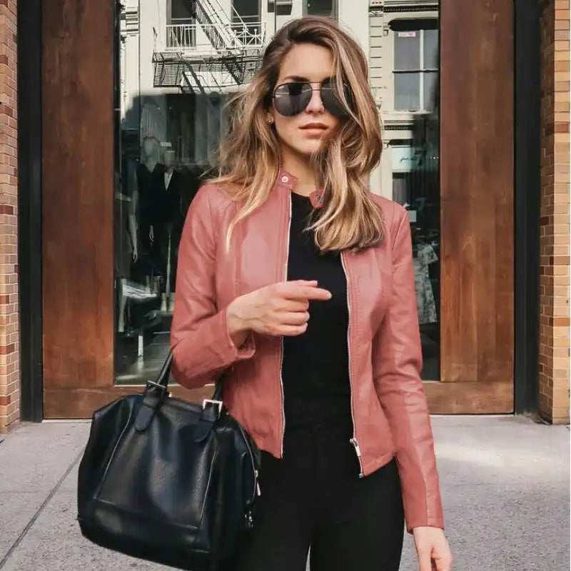 New Vintage Women PU Leather Bomber Jacket Fashion Casual Autumn Winter Zipper Windbreaker Streetwear Female Blazer Y2K Clothes - Lootquake