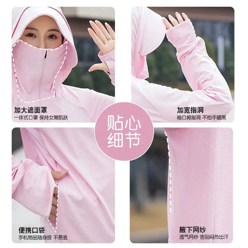 Ice Silk Sun UPF 50+ UV Protection Jacket Big Brim Thin Ice Silk Sun Protection Jackets UV Protection Hooded Windbreaker 4XL 5XL - Lootquake