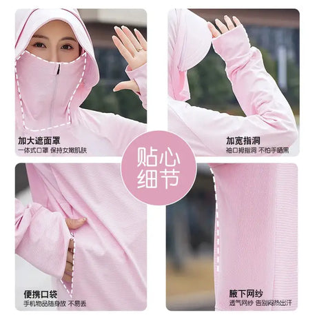 Ice Silk Sun UPF 50+ UV Protection Jacket Big Brim Thin Ice Silk Sun Protection Jackets UV Protection Hooded Windbreaker 4XL 5XL - Lootquake