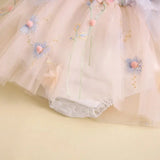 Pudcoco Baby Girl 2Piece Summer Set 3D Butterfly Flower Embroidery Fly Sleeve Mesh Romper Dress 3D Bow Headband Toddler Outfits - Lootquake