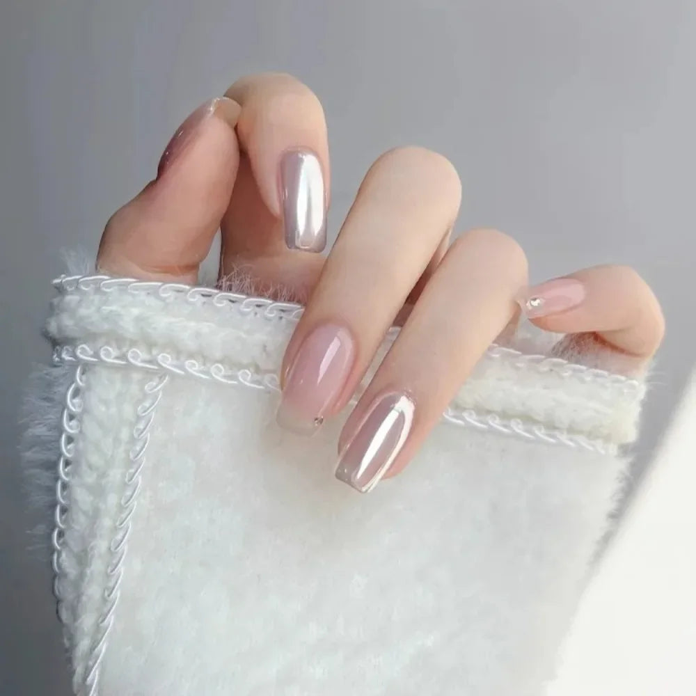 1 pieza de polvo de uñas con efecto espejo Moonlight, plateado, con purpurina fina y efecto metálico, pigmento en gel, esmalte de uñas holográfico cromado, para salón de arte.