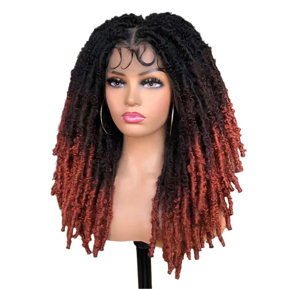 Blue Butterfly Locs Full Lace Braided Wigs For Women Crochet Hair Dreadlocks Meche Faux Locks Braids Extensions Synthetic Hair