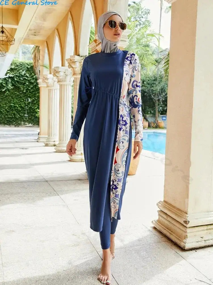 Burkini Muslim Swimwear 2023 Swimming Suit For Women Modest Swimsuit Islamic Clothing Sets Fashion Long Dress Turban Full Cover - Lootquake