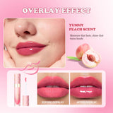 Lip Oil Lipstick Set Lightweight Peach Flavor Lipgloss Lip Deeply Moisturizing Long Lasting Hydration Lip Makeup Cosmetics