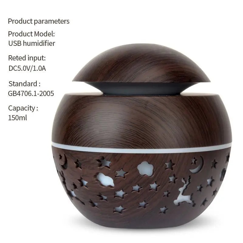 2024 Home Mushroom Head Bedroom Air Purifier USB Desktop Nebulizer Wood Texture Personalized Aromatherapy Machine Humidifier