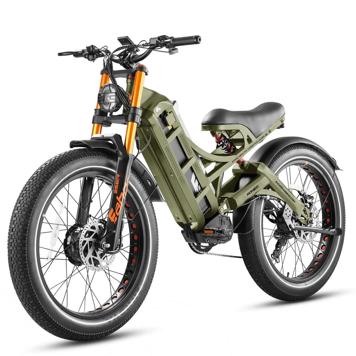 Bicicleta eléctrica Romeo Pro 2 2024, motor dual de 3000 W, batería de 52 V y 60 Ah, neumáticos anchos de 26" x 4.0", para montaña, nieve y todoterreno.