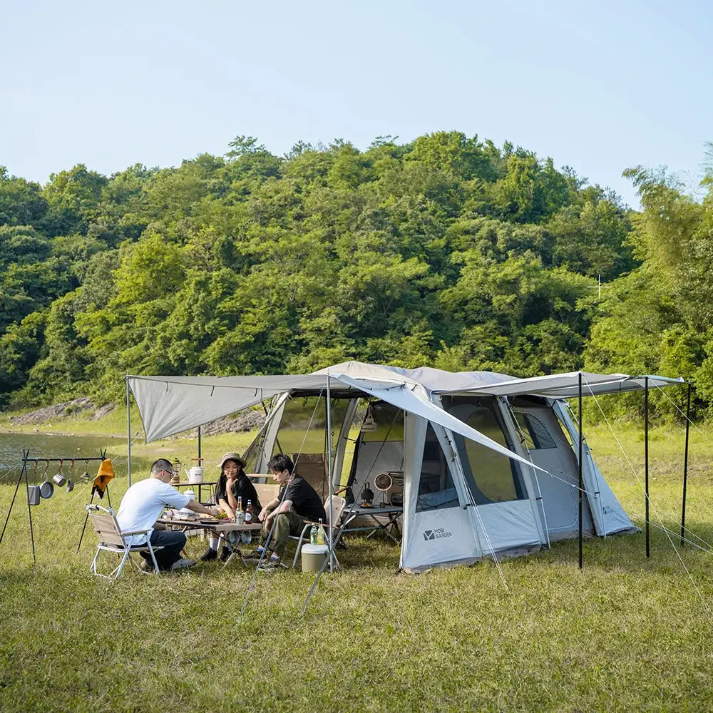 MOBI GARDEN Camping LS4 Tunnel Tent Living Shell Tent Large Blow Tent Invite Space Two Bedrooms - Lootquake