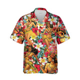 3D Print Hula Girl Graphic Beach Shirts For Men Casual Short Sleeve Hawaiian Dancer Blouses Aloha Beach Button Shirts Mens Tops - Lootquake