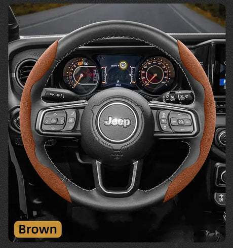 For Jeep Suede Snap-on Steering Wheel Cover Fit Renegade Compass Wrangler Jk Jl Grand Cherokee Wk2 Accessories Wj Portachiavi - Lootquake