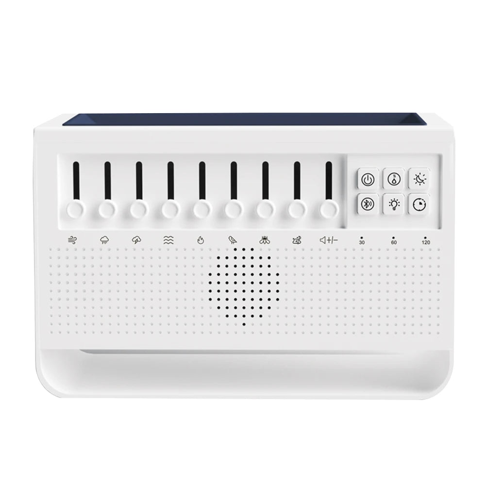 Altavoz Bluetooth 4 en 1 con LED de ruido blanco, ayuda para dormir con ruido blanco, luz nocturna con 8 sonidos de la naturaleza, humidificador de aromaterapia