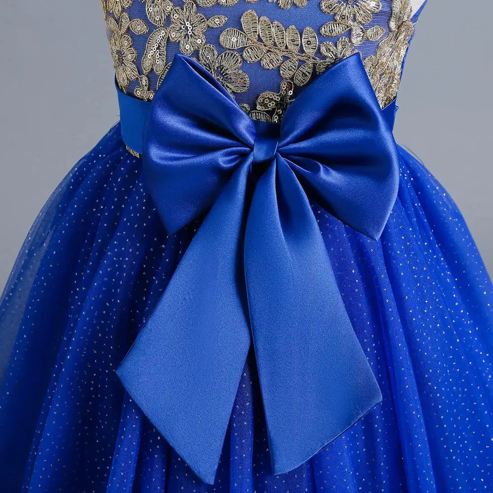 New Christmas Party Princess long dress children's dress children's gauze lace birthday party dinner ball big butterfly dress