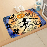 Halloween Theme  Pumpkin Witch Welcome Home Anti-Slip Door Mat Carpet  Decor Flannel Floor