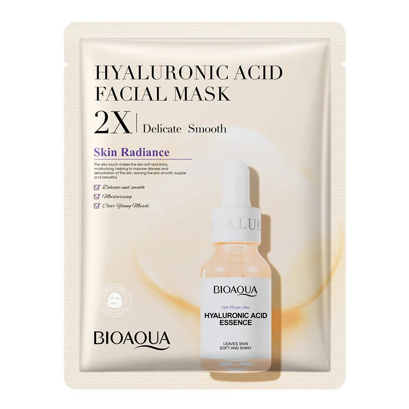 20 mascarillas faciales BIOAQUA Centella con colágeno, hidratantes y refrescantes, con ácido hialurónico, para el cuidado de la piel.